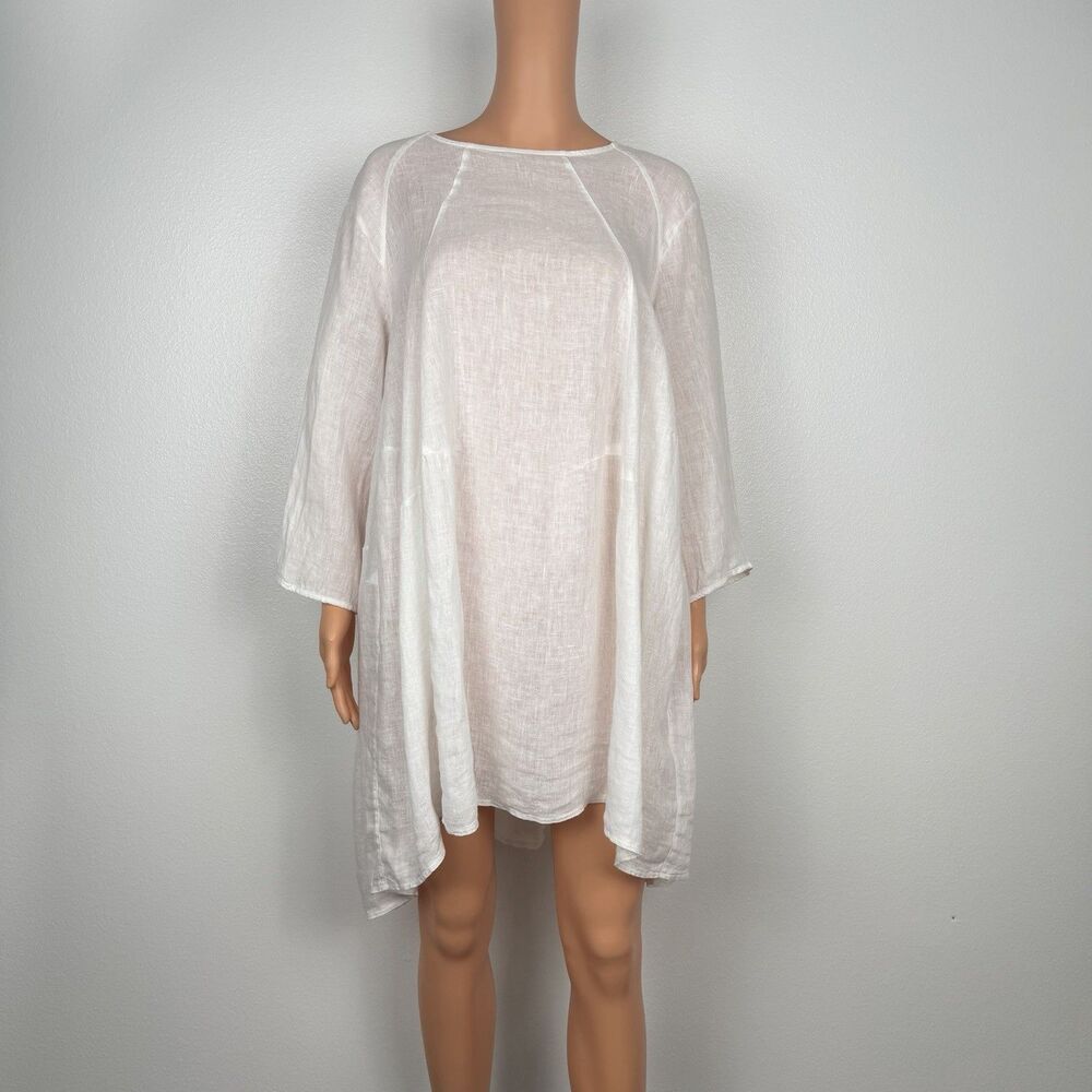 Baci 100% Linen High-low Dress Lagenlook Italy Made Size S